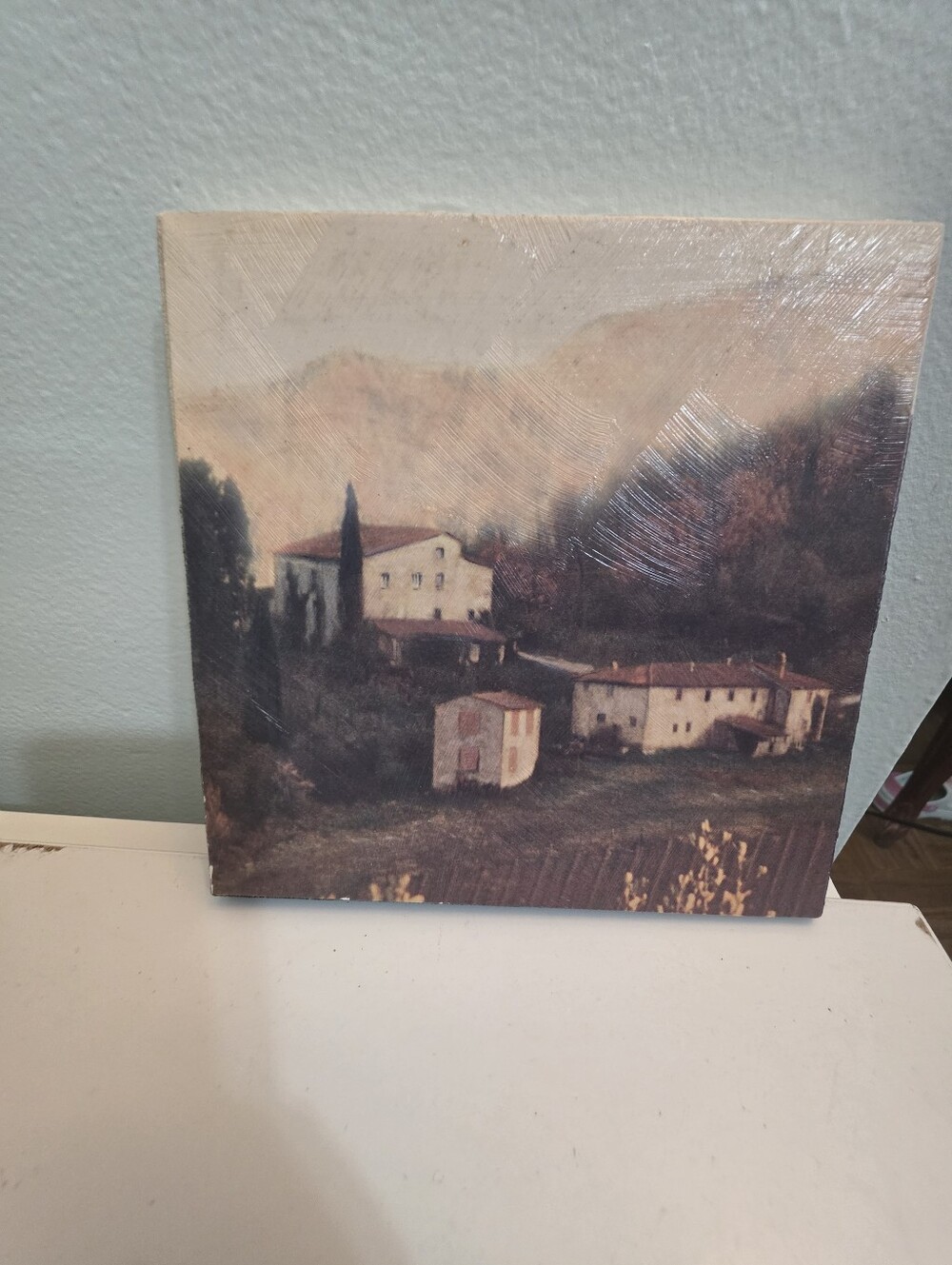 Rustic Tuscan Landscape Wall Art - Brown and Cream